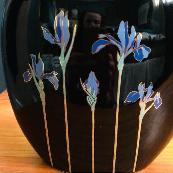 80's Blue Iris Vase - Otagiri Japan - Purple Iris Vase - 80's Floral Vase - Picture 5 of 16